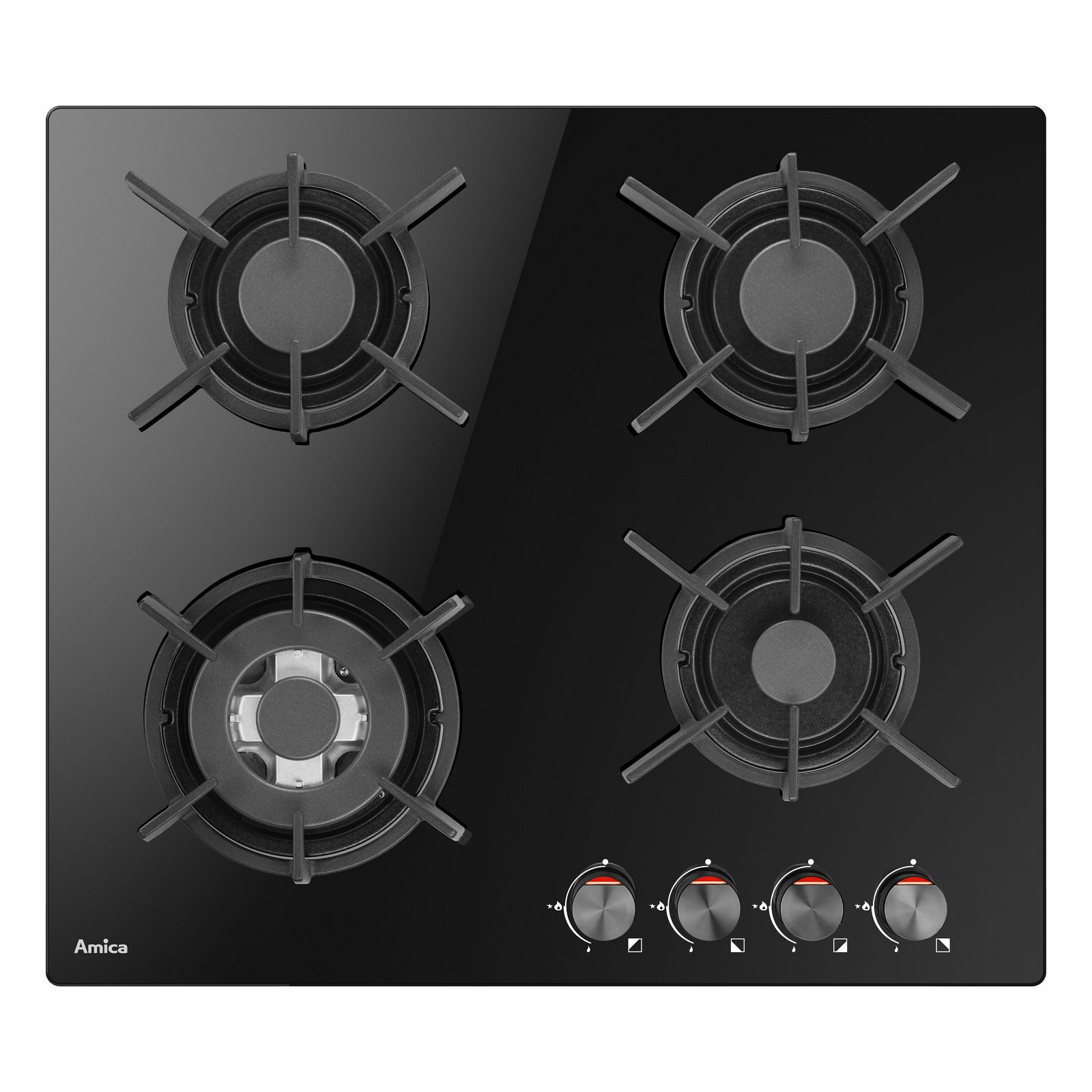 Amica ploča za kuhanje PGCD6111AoB, staklokeramika, 4 x plin