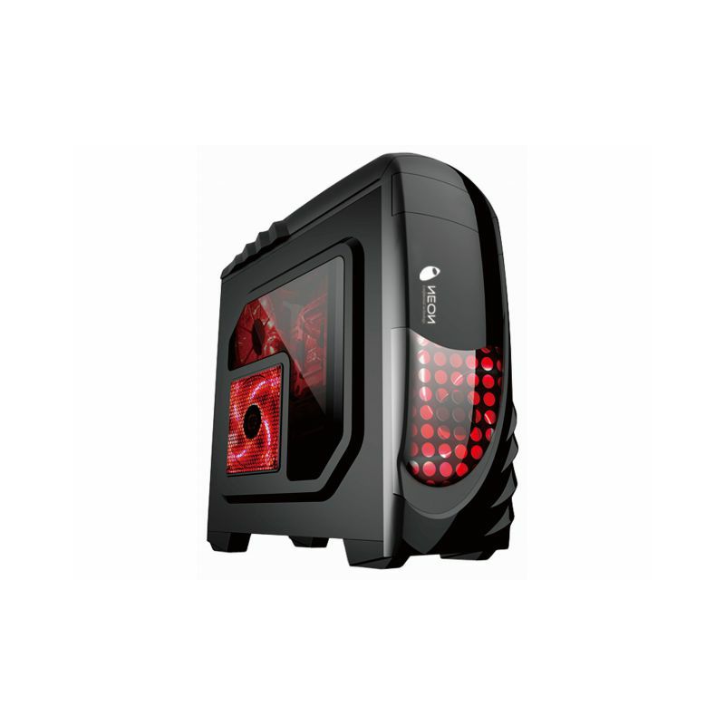 Kućište NEON Vanguard, crveni LED, prozor, 2x USB 2.0, 2x 12cm crveni LED ventilator (1 naprijed, 1 straga), bez napajanja, crno