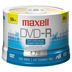 Maxell DVD-R 16x, 4.7GB 50 kom spindle