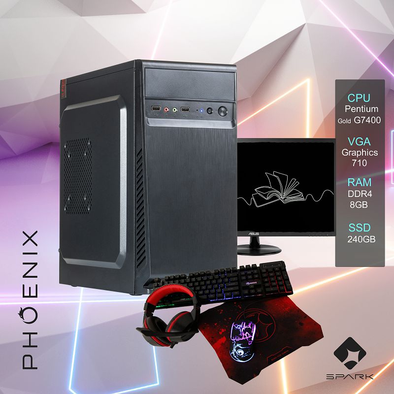Računalo Phoenix SPARK Z-173 Intel Pentium G7400/8GB DDR4/SSD 240GB/24" monitor/tipkovnica/miš/podloga/slušalice