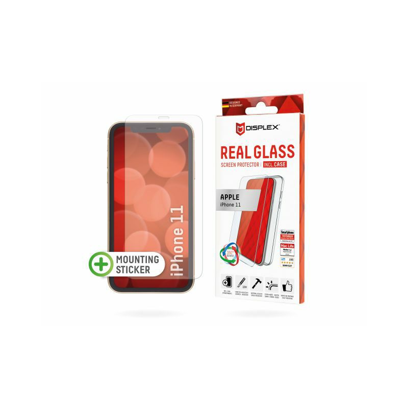 Zaštitno staklo DISPLEX Real Glass 2D za Apple iPhone 11, prozirna + maskica (01147)