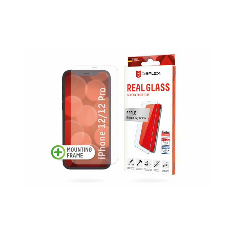 Zaštitno staklo DISPLEX Real Glass 2D za Apple iPhone 12/12 Pro, prozirna + maskica (01311)