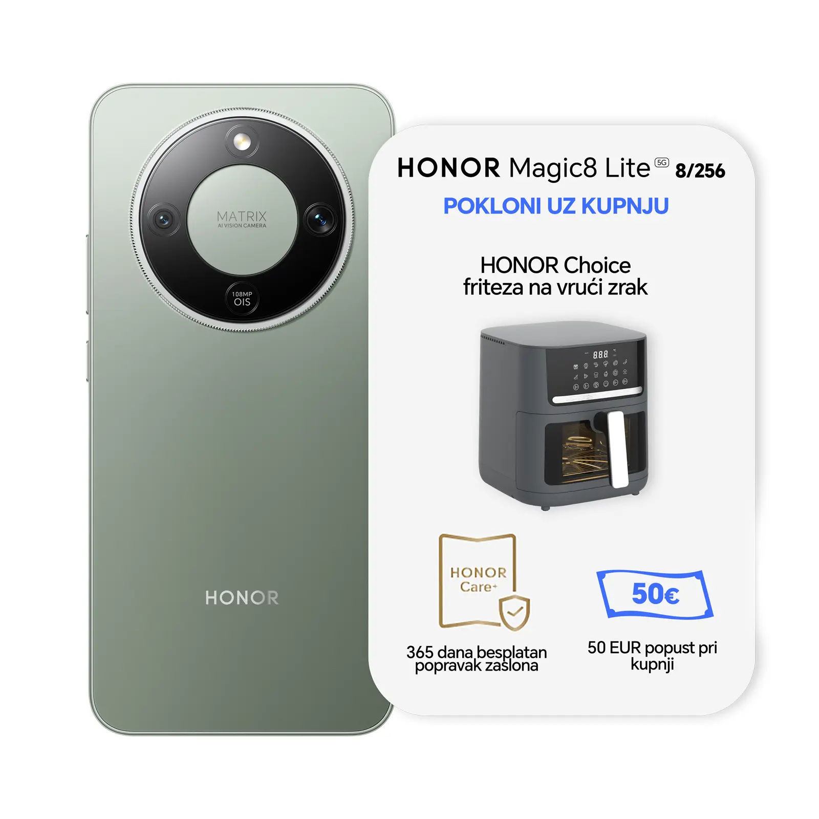 HONOR Magic8 Lite 8GB 512GB Forest Green + POKLON uz prijavu - slika 1