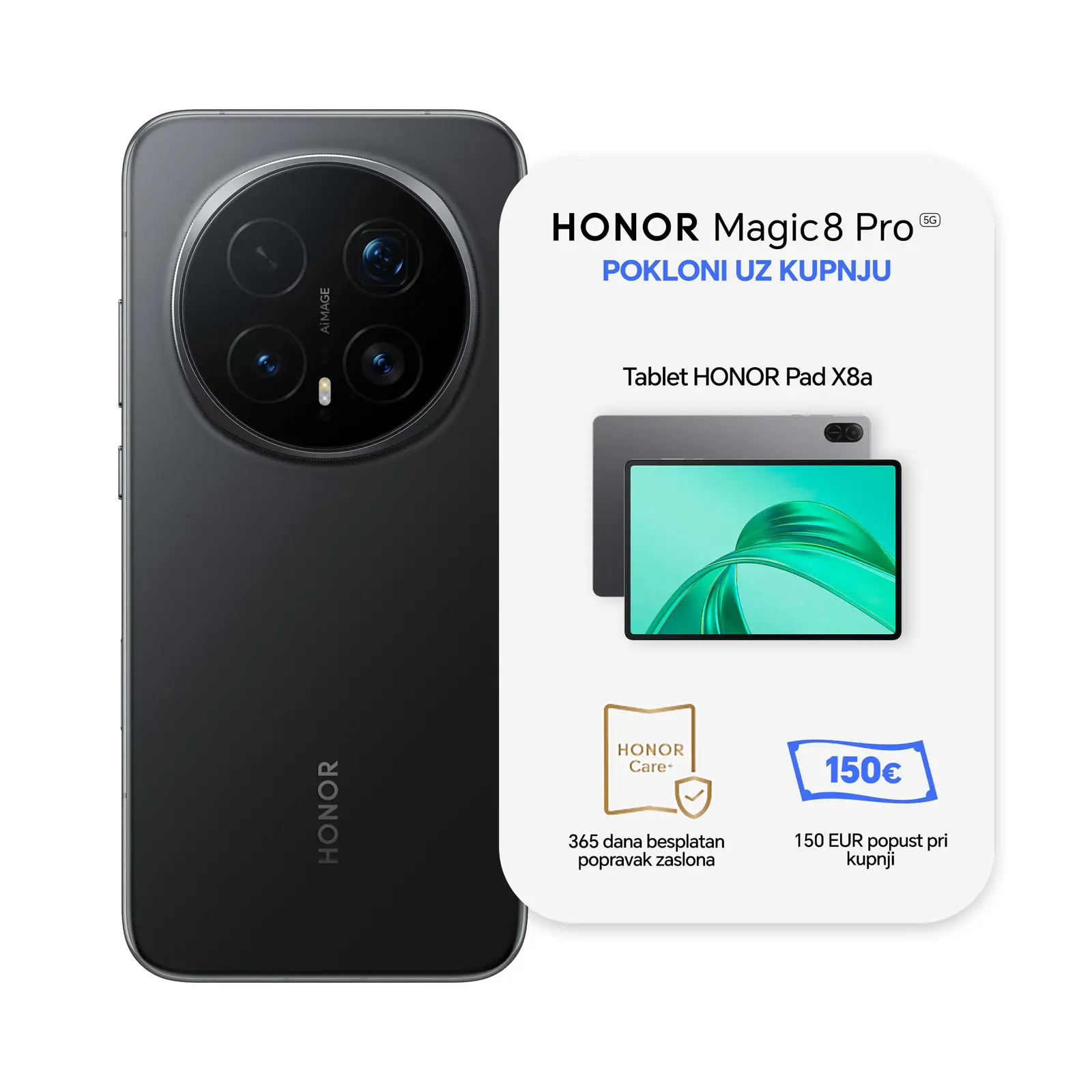 HONOR Magic8 Pro 12GB 512GB Black + POKLON uz prijavu - slika 1