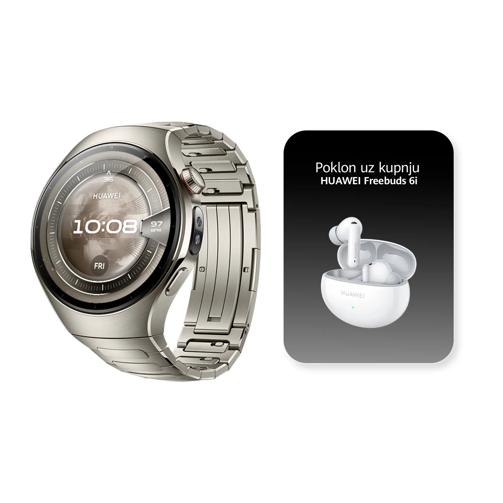 Huawei Watch 5 46mm Titanium + POKLON - slika 1