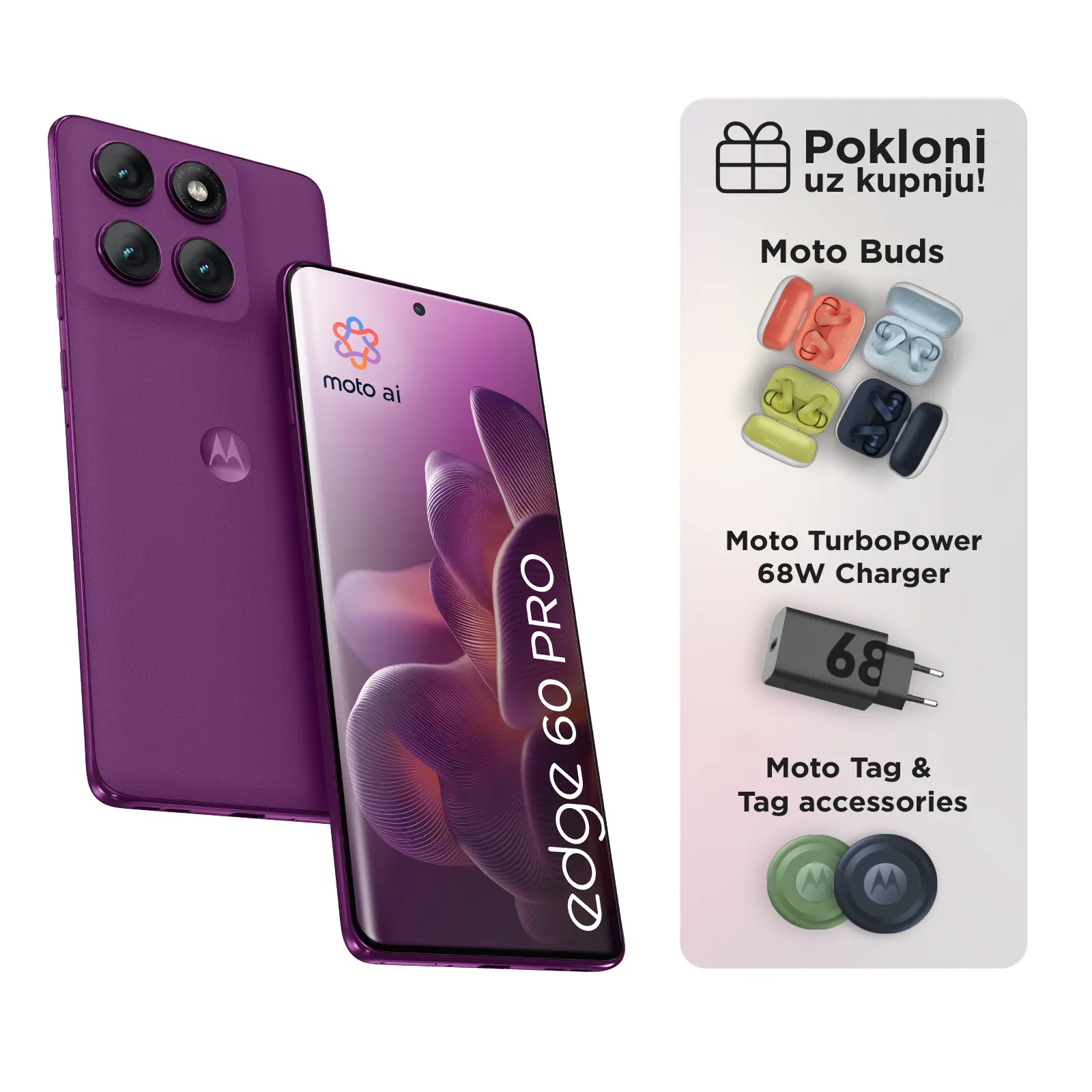 Motorola edge 60 pro 8 GB 256 GB PANTONE Sprakling Grape (purple) + POKLON - slika 1
